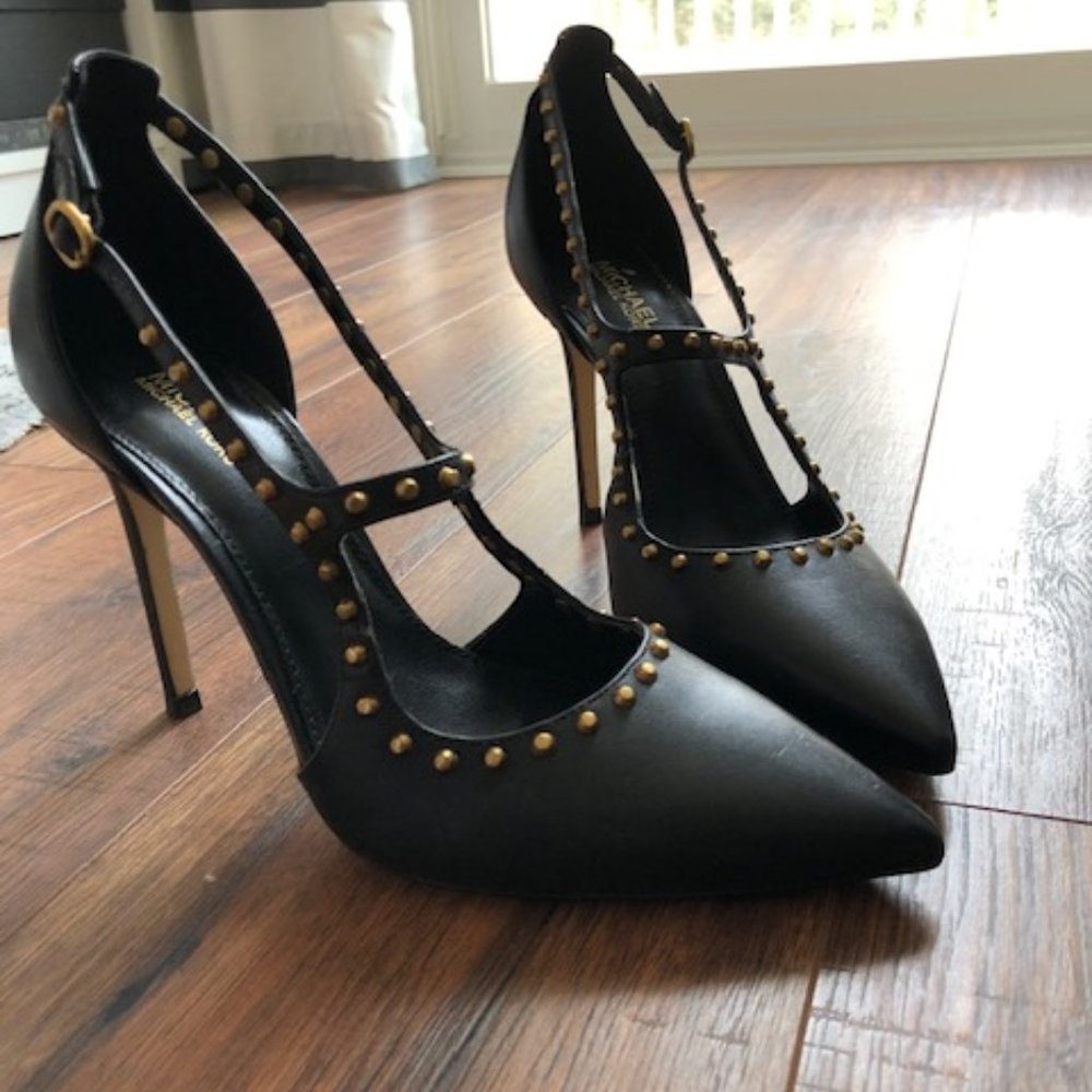 MICHAEL KORS Ava studded leather stiletto pumps, size 6